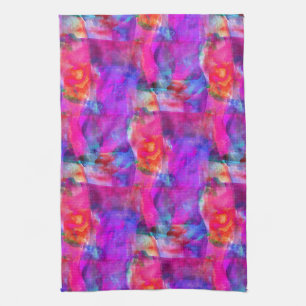Art pink, blue, red texture background kitchen towel