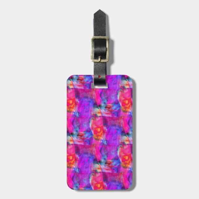 Art pink, blue, red texture background luggage tag (Front Vertical)