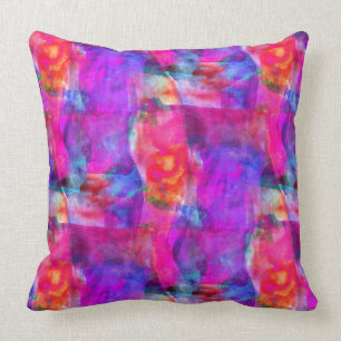 Art pink, blue, red texture background throw pillow