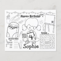 Art placemats, art birthday colouring & activity 