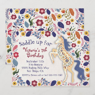 Art populaire Boho Horse Invitation à la fête d'an