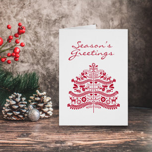 Art populaire scandinave rouge Arbre de Noël nordi
