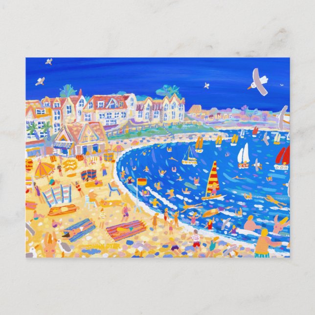 Art Postcard: Fun on the Beach. Gyllyngvase beach. Postcard (Front)