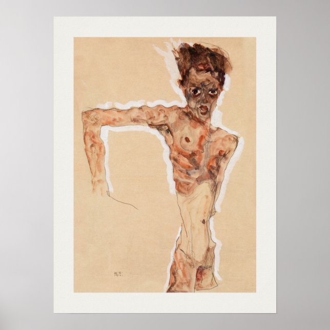 ART POSTER : EGON SCHIELE SELF PORTRAIT : 1911 (Devant)