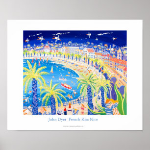 Art Poster: French Kiss, Nice. By John Dyer Poster