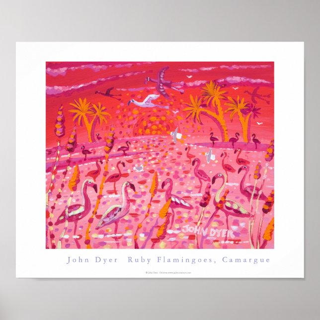 Art Poster: Ruby Flamingoes, Camargue, France Poster (Front)