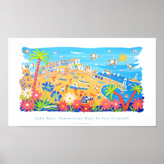 Art Poster: Summertime Days, St Ives, Cornwall Poster (Front)