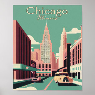 Art Poster vintage minimaliste de Chicago Illinois
