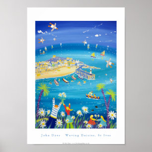 Art Poster: Waving Daisies, St Ives, Cornwall Poster