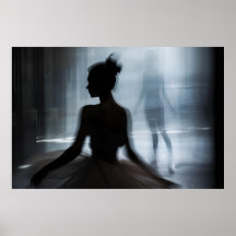 Art poster with silhouette of a dancer