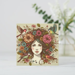 Art Print Card Birds Song In Fall