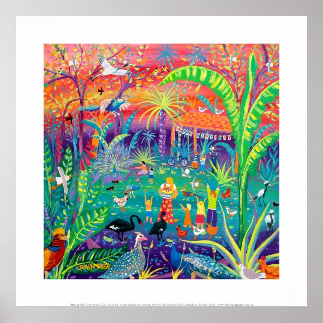 Art Print: Happy Bird Day at the Zoo Poster (Front)