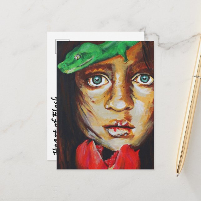 Art Print Postcard - Eve and the Serpent (Front/Back In Situ)