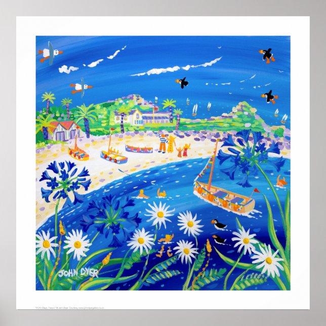Art Print: Puffin days, Tresco. By John Dyer Poster (Front)