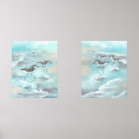 Art print set of two sandpiper bird paintings