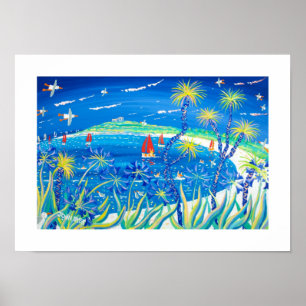 Art Print: Wiggly Palms and Agapanthus Tresco Poster