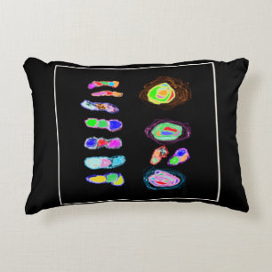 Art puffs and fluffs on a black backdrop accent pillow