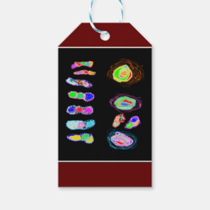 Art puffs and fluffs on a black backdrop   gift tags