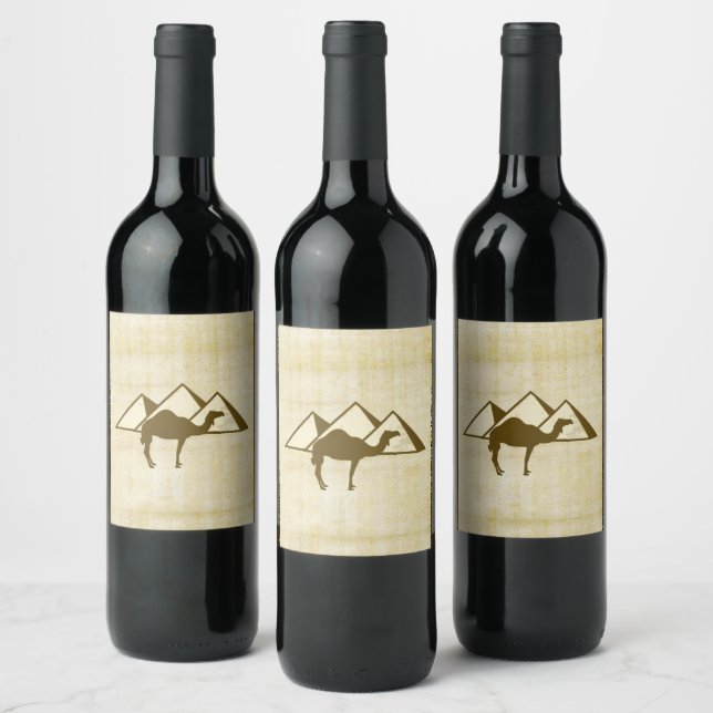 art pyramids and camel wine label (Bottles)