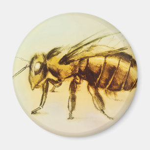Art réaliste de frelon jaune, aimant rond -
