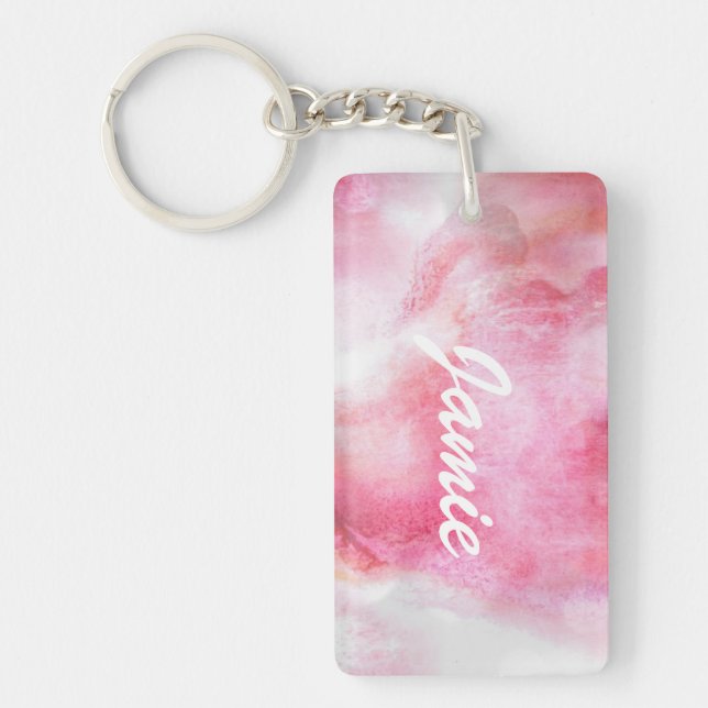 art red avant-garde background hand paint keychain (Front)