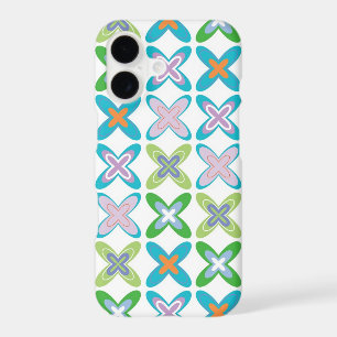 Art Retro Mod Funky Croix Motif Bleu Turquoise Vio