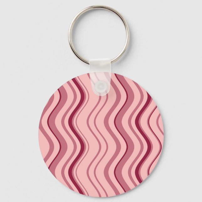 Art Retro Pink Wave Abstract Keychain (Front)