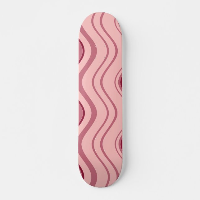 Art Retro Pink Wave Abstract Skateboard (Front)