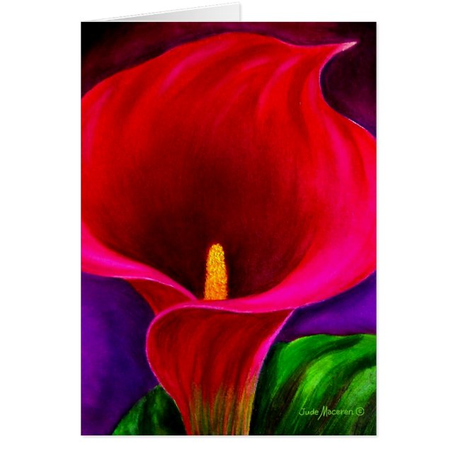 Art rouge de peinture de fleur de lis de Cala - (Devant)