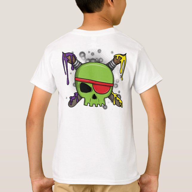Art School Skull with Dripping Paint Essential for T-Shirt (Back)
