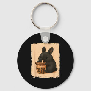 Art Shirt Bunny Loves Boba Tea Kawaii Keychain