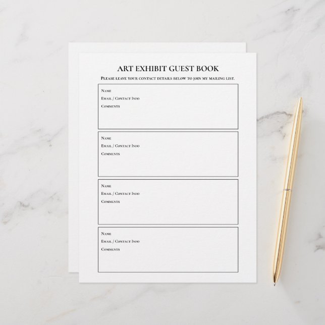 Art Show Exhibit Guest Book Pages (Front/Back In Situ)