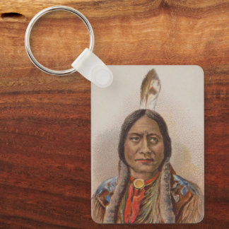 Art Sitting Bull of Lakota Indian Portrait Keychain
