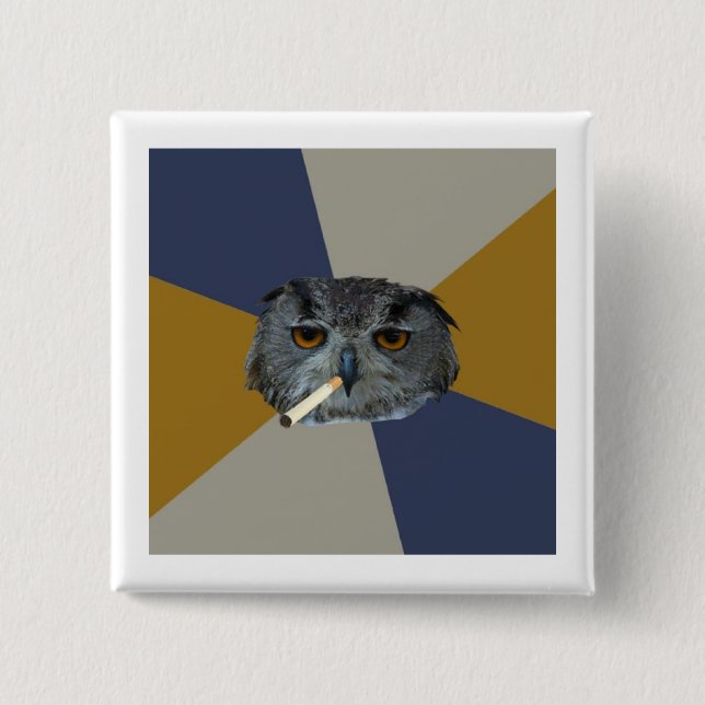 Art Student Owl Advice Animal Meme 2 Inch Square Button (Front)