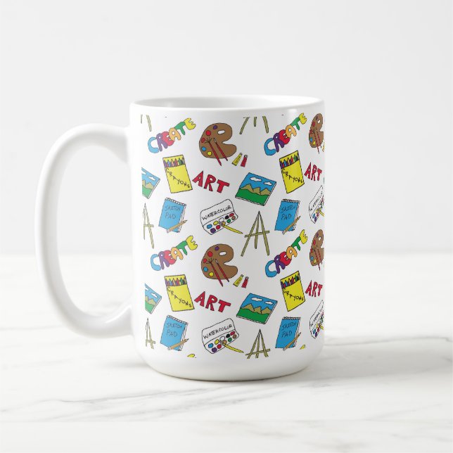 Art Supplies, Art Teacher, Artist Coffee Mug (Left)