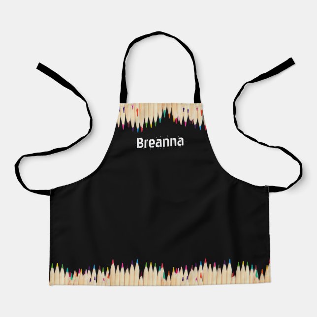 Art Supplies Coloured Pencils Personalized Kids Apron (Front)
