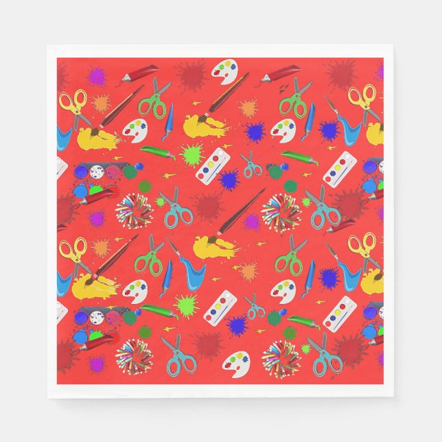 Art Supplies Red Napkins (Front)