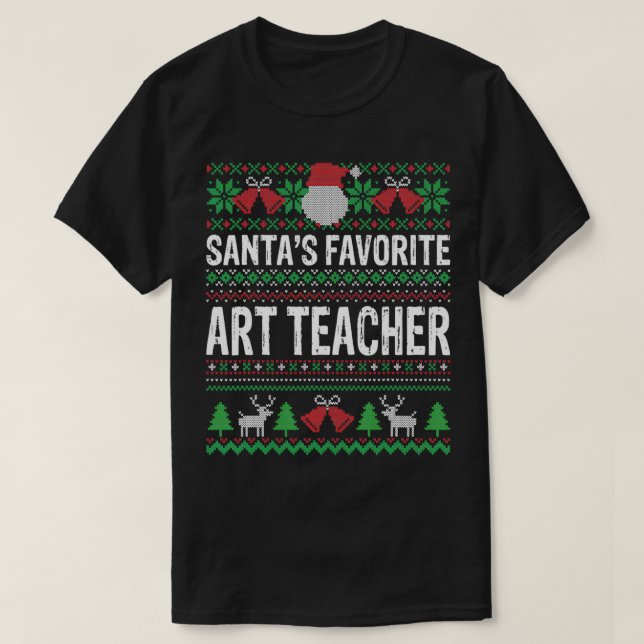 Art teacher Christmas Gift  Santas Favourite Art t T-Shirt (Design Front)