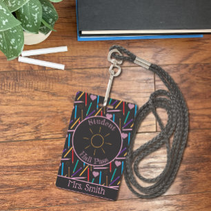 Art Teacher-Colour Pencils Doodle Hall Pass Badge