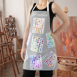 Art Teacher Colourful Apron<br><div class="desc">This colourful Art Teacher apron is decorated with watercolor colour samples on a grey background.
Easily customizable.
Use the Design Tool to change the text size,  style,  or colour.
You won't find these exact images from other designers as we create our artwork.
Original Watercolor © Michele Davies.</div>