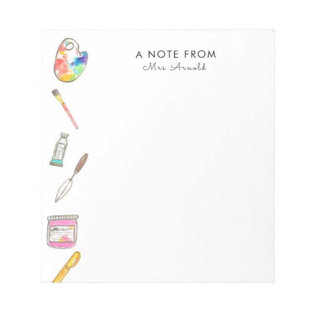 Art teacher gift stationary notepad (Front)