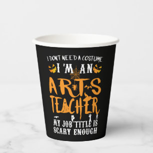 Art Teacher Halloween Funny Costume Paper Cups