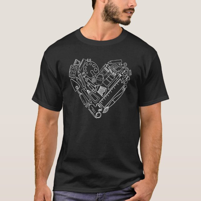 Art Teacher Heart Shape Teacher Apparel Tee (Front)