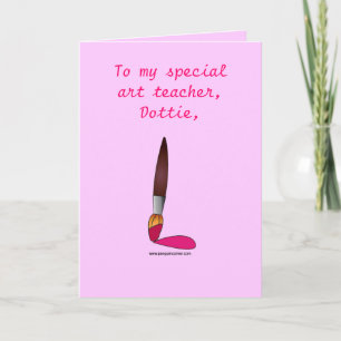 Art Teacher Name Customizable Paintbrush Thank You Card