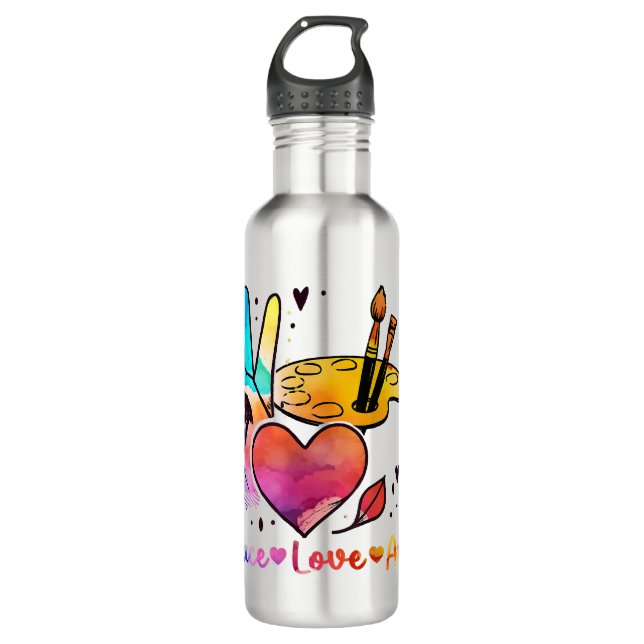 Art Teacher Peace Love Art For Artists And Painter 710 Ml Water Bottle (Front)