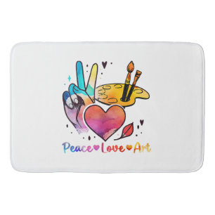 Art Teacher Peace Love Art For Artists And Painter Bath Mat