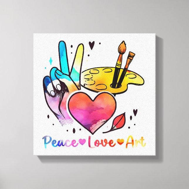 Art Teacher Peace Love Art For Artists And Painter Canvas Print (Front)