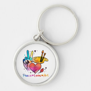 Art Teacher Peace Love Art For Artists And Painter Keychain