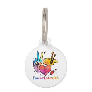 Art Teacher Peace Love Art For Artists And Painter Pet Tag