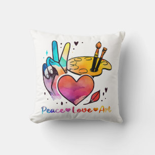 Art Teacher Peace Love Art For Artists And Painter Throw Pillow